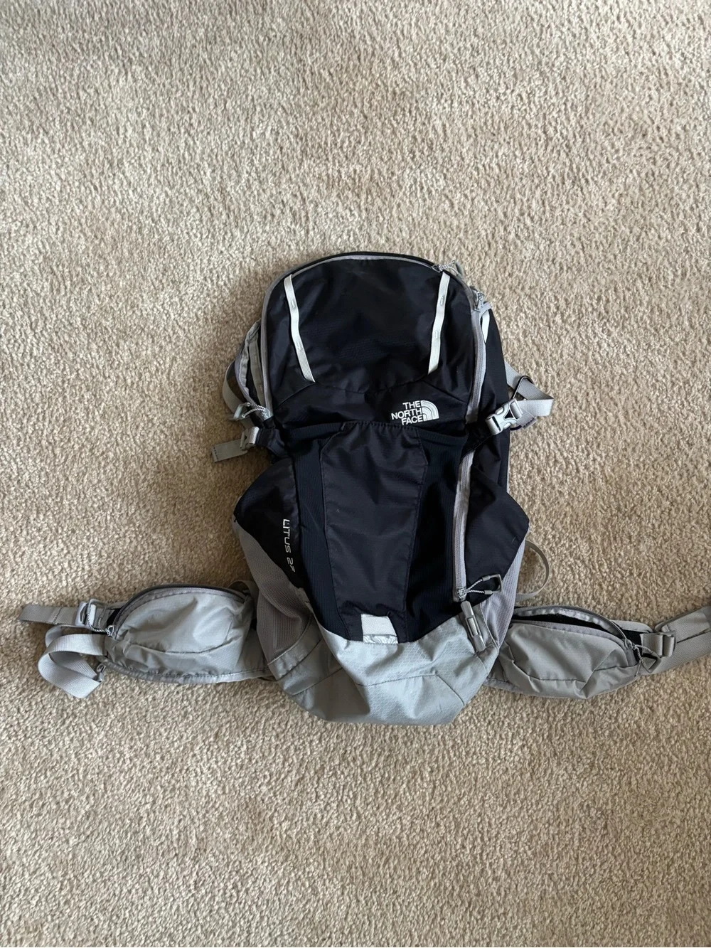 The North Face Hiking Black and Gray Daypack with Waist Pouches